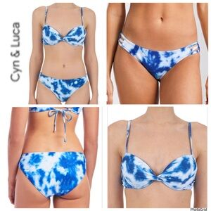 Cynthia and Luca 3X plus size blue Tye dye two piece bikini swimsuit NWT